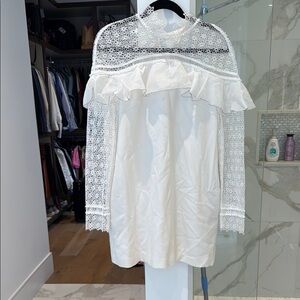 Self-Portrait White Ruffled Long Sleeve dress